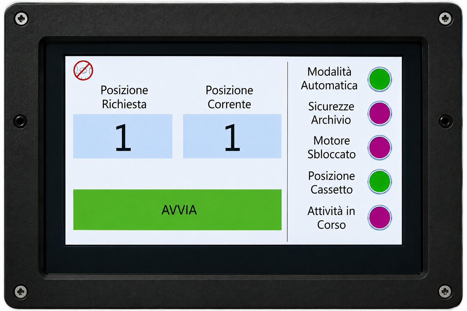 Touchscreen HMI del prototipo SANI-ROTOR